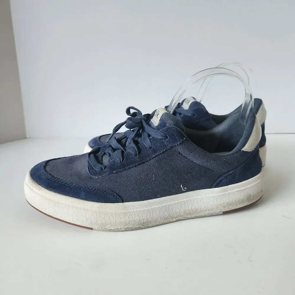 Kizik Prague Hands Free Sneakers Navy Blue Canvas Slip On Shoes SZ M8.5W W10W